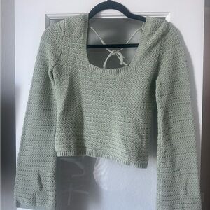 Hollister Light Green Tie Back Sweater